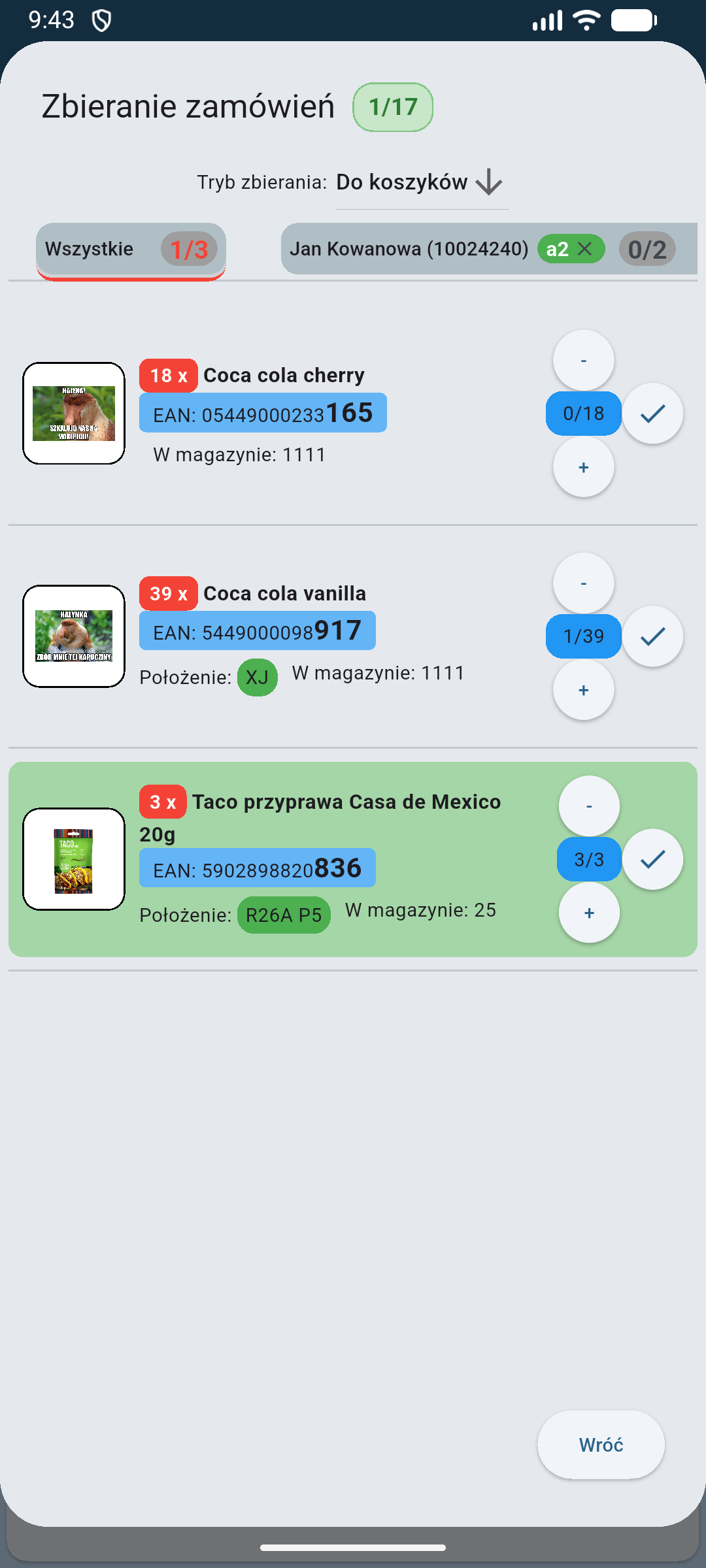 Zbieranie zamówień